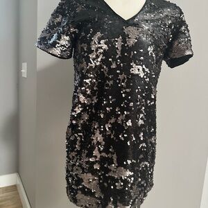 1. State Black and Silver Sequin V-Neck Dress